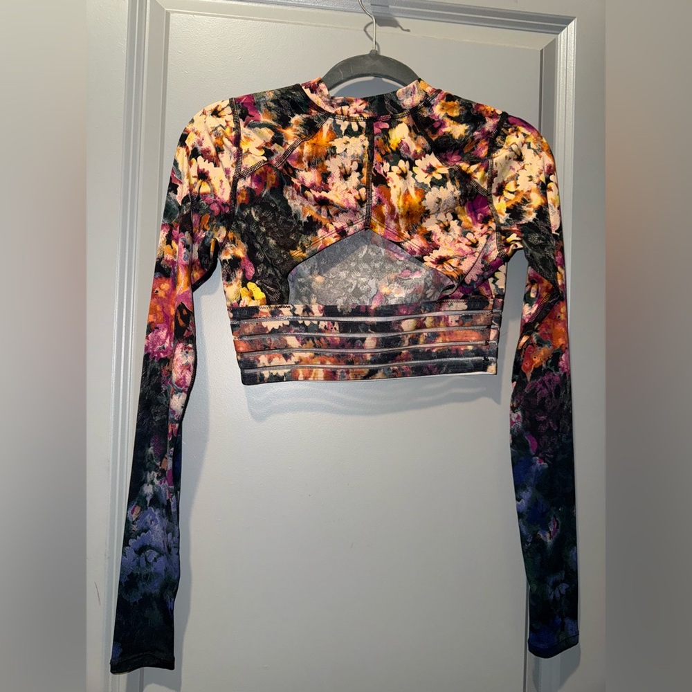 Free People Movement Floral Long Sleeve Crop Top